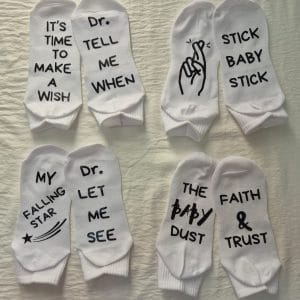 جوارب بعبارات لطيفة و محفزة خاصة تجربة التلقيح المجهري | جوارب الحظ الخاصة بـ IVF